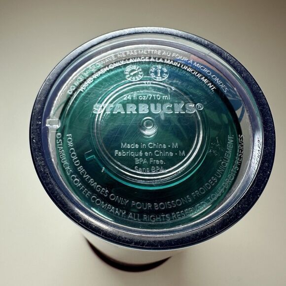 Starbucks Summer 2023 Blue Floral 24oz Soft Touch Tumbler Cold Cup w/Straw - Picture 3 of 4